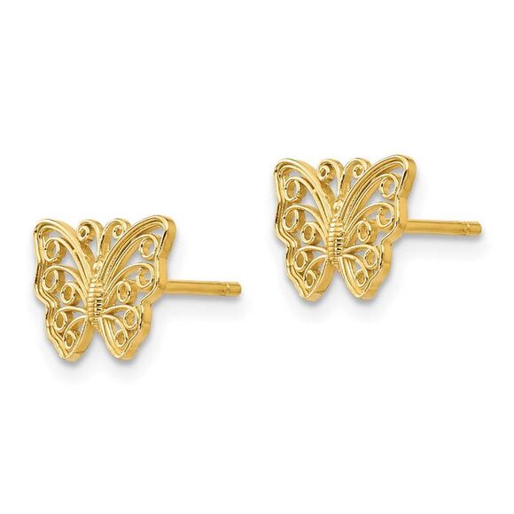 10mm Cutout Butterfly Post Earrings in 14k Yellow Gold